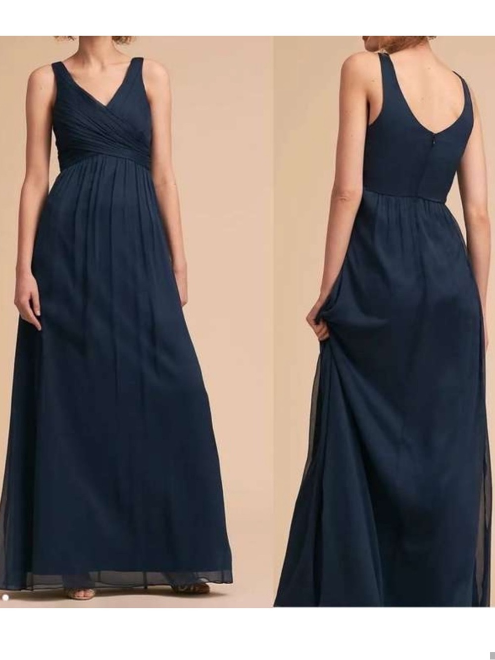Anthropologie BHLDN S Black Brigitte Chiffon Maxi Dress 53" L